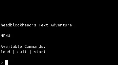 Screenshot of the text adventure game